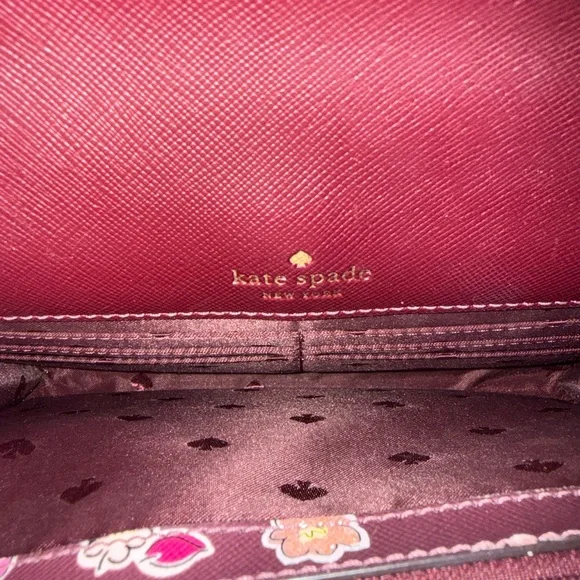 Kate Spade Tinsel Frosted Deep Berry Floral Flap Crossbody Clutch bag - Picture 8 of 16